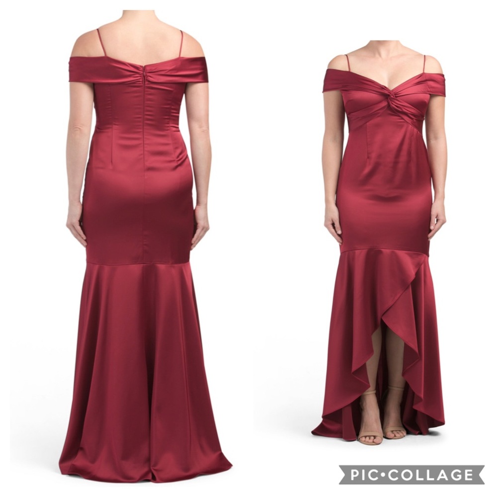 ADRIANNA PAPELL
Cold Shoulder Satin Gown Scarlett